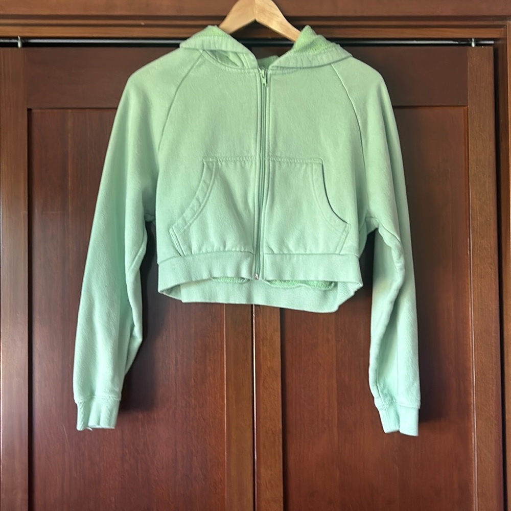 Pacsun “Protect your Energy” Green Cropped Sweatshirt